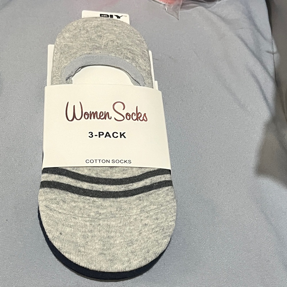 Gray & Black Cotton No-Show Socks 3-Pack